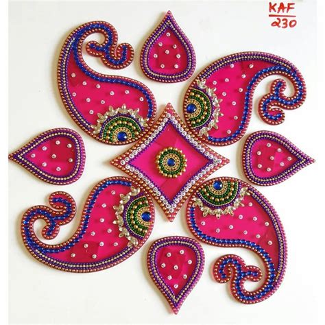 Traditional Floral 15mm Pink Acrylic Rangoli For Home At Rs 250 Piece