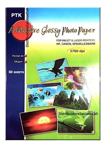 Papel Fotografico Brillante Adhesivo Stiker 50 Hojas Tam A4 MercadoLibre