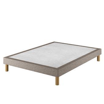 Sommier Tapissier Cirse Deco Taupe 140x190 Cm Cadre Bois Massif