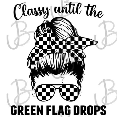 Racing Flag Messy Bun Svg Etsy