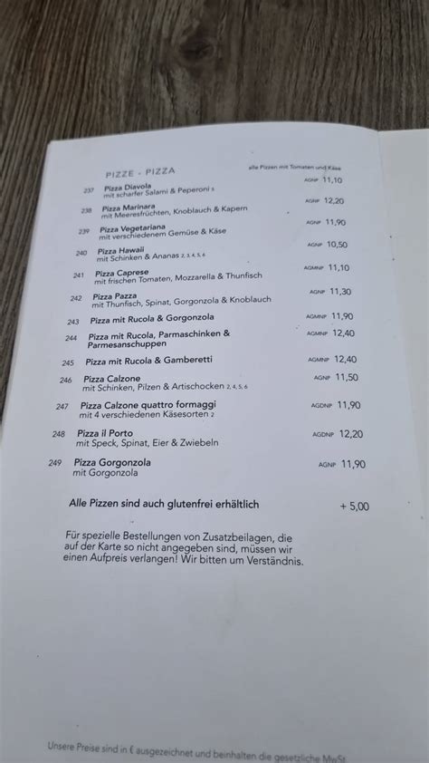 Speisekarte von Il Porto restaurant Fußach