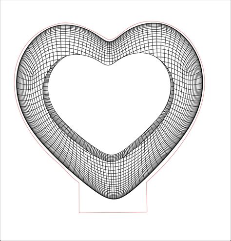 Hollow Heart 3D Illusion Acrylic LED Lamp Vector Dxf Cdr Etsy