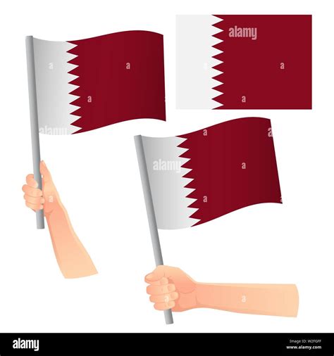 Qatar Flag In Hand Patriotic Background National Flag Of Qatar