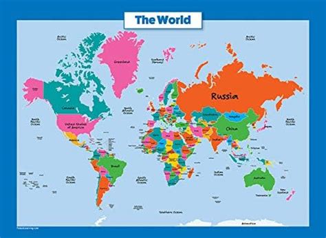 Amazon.com: World Map for Kids - LAMINATED - Wall Chart Map of the World : Office Products