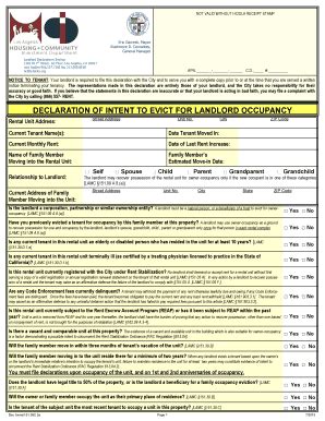 Fillable Online Hcidla Lacity Landlord Declaration Of Intent To Evict