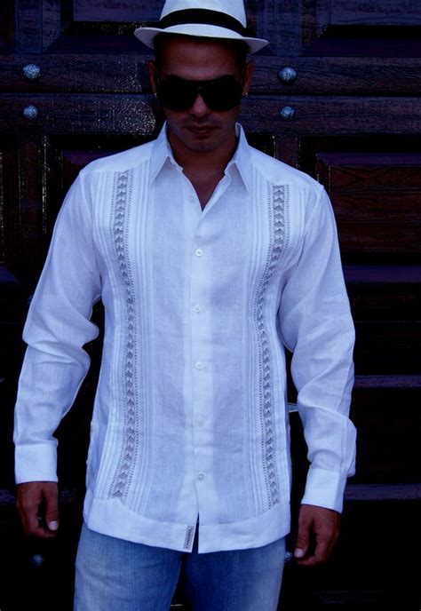 Fashion Mens Mexican Guayabera Wedding Dress Shirt Long Sleeve Double