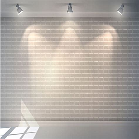 White Brick Wall Background with Lighting