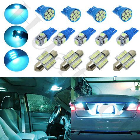 Pcs Car Ice Blue Interior Led Lights Dome Map License Plate Lamp