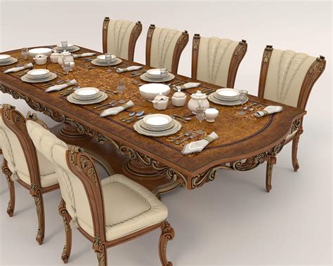 Classic Dining Table and Chairs 17 - 3D Model by nhattuankts