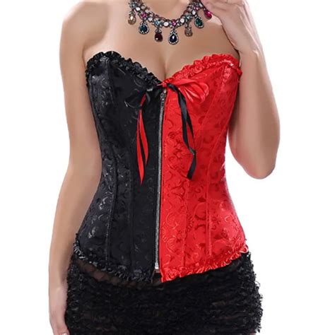 Sexy Jacquard Corset Front Zipper Overbust Waist Trainer Cincher