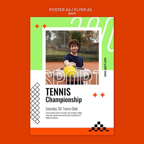 Plantilla de tenis de diseño plano Archivo PSD Gratis