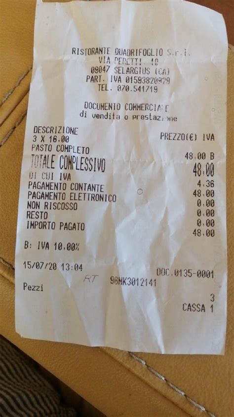 Menu Da Ristorante Quadrifoglio Da Franco Cagliari