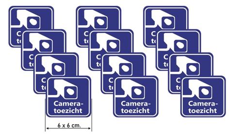 Cameratoezicht Sticker Set 12 Stuks 6 X 6cm Groot Bol