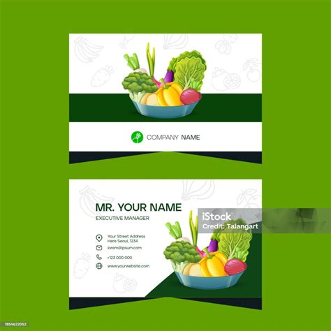 Desain Template Kartu Nama Sayur Dan Buah Ilustrasi Stok Unduh Gambar