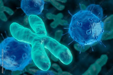 Bacteria Invade The Chromosome 3d Render Virus Attacks The Chromosomes