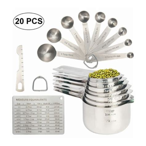 Tqm Products Stainless Steel Measuring Cup And Spoons Set Of 20 20 Pcs