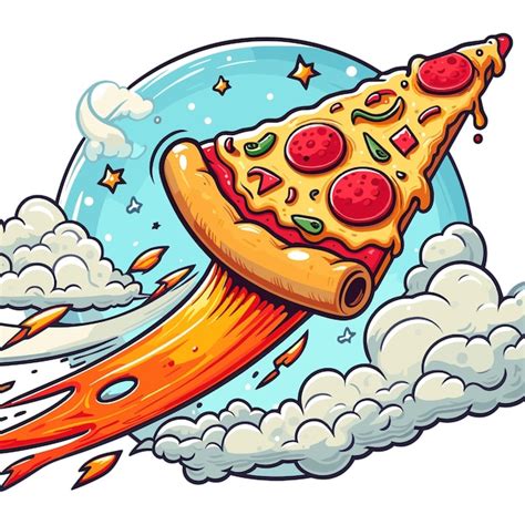 Premium Vector Flying Slice Of Pizza Vector Illustration