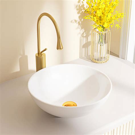 Lavabos Modern White Round Countertop Bathroom Washbasin Ceramic Sink