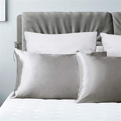 Bedsure King Size Satin Pillowcase Set Of 2 Silver Grey Silk Pillow Cases For Hair And Skin