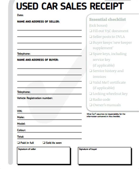 Free 14 Car Sales Receipt Samples In Ms Word Pdf