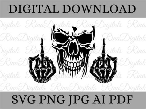 Skeleton Svg Png Skull Middle Finger Bones Htv Cricut Silhoutte Diy Stickers Decals