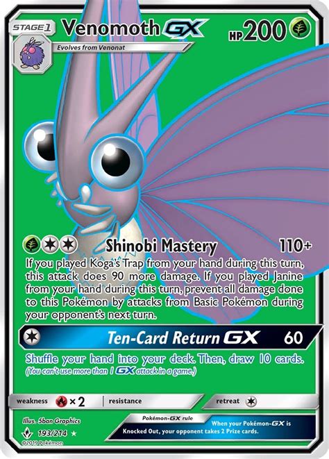 Venomoth GX Full Art SM Unbroken Bonds Pokemon