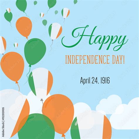 Independence Day Flat Greeting Card. Ireland Independence Day. Irish ...