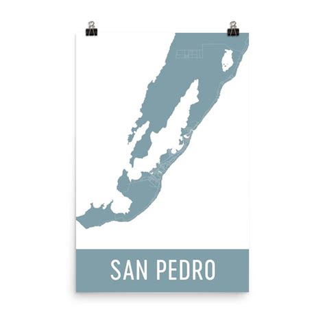 San Pedro Map, San Pedro Art, San Pedro Print, San Pedro Belize Poster ...