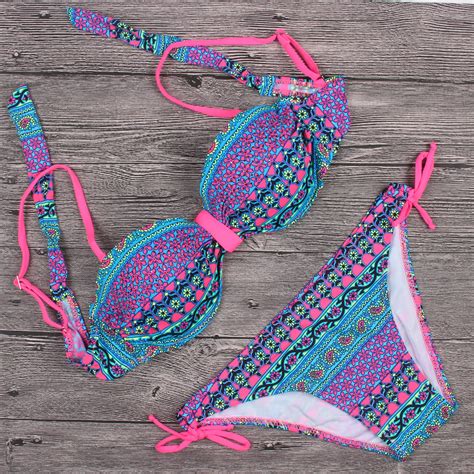 Bikini Brasile O Con Cuello Halter Para Mujer Traje De Ba O Con Push Up