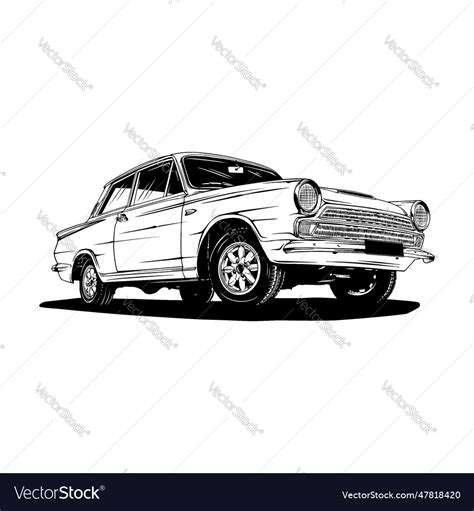 Vintage car line art Royalty Free Vector Image