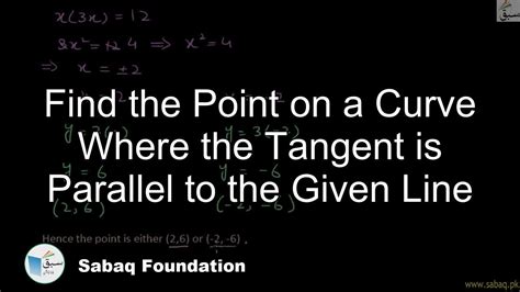 Find The Point On A Curve Where The Tangent Is Parallel To The Given