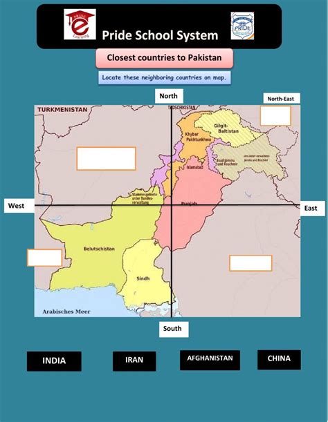 Neighboring Countries of Pakistan Map Worksheet