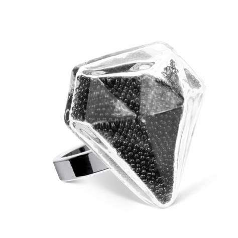 Glass Ring Diamant Medium Billes Black Pylones