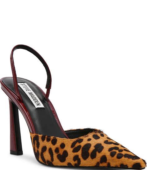 Steve Madden Drew L Leopard Print Calf Hair Slingback Heel Pumps