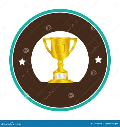 Colorful Circular Border With Golden Trophy Cup With Plate Stock Vector