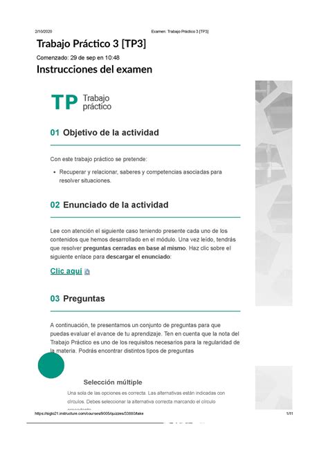 TP3 Aprender en el siglo 21 90 Trabajo Prác co 3 TP3 Comenzado