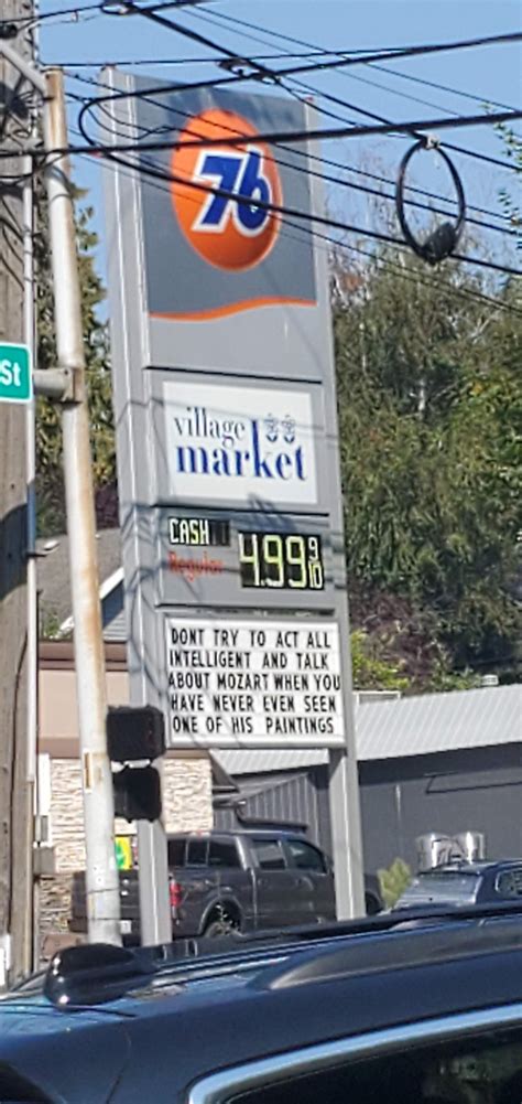 Fremont Gas Station Sign has new Competition. Seen at the 76 Station in