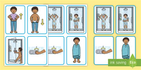 Visual Guide Showering Male Flashcards Teacher Made