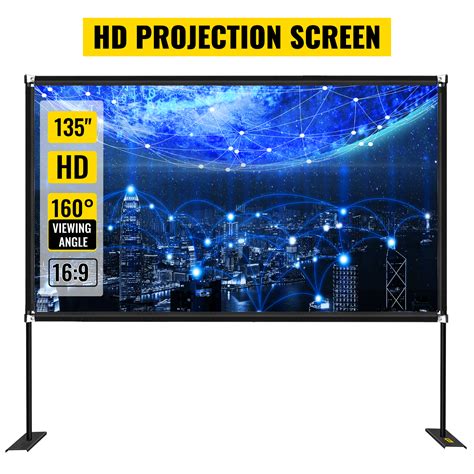 VEVOR Movie Screen With Stand 135inch Portable Projector Screen 16 9 4K