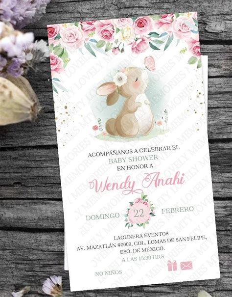 Invitaci N Baby Shower Conejita Floral Invitaciones Tarjetas De