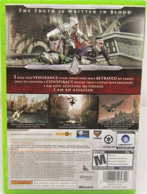 Assassin S Creed Ii Microsoft Xbox 360 2009 8888525349 Ebay