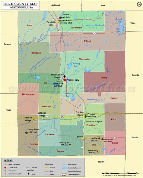 Price County Map Wisconsin