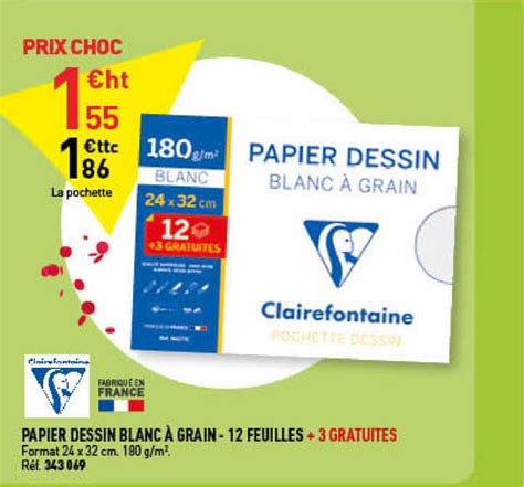 Offre Papier Dessin Blanc à Grain 12 Feuilles chez Hyperburo