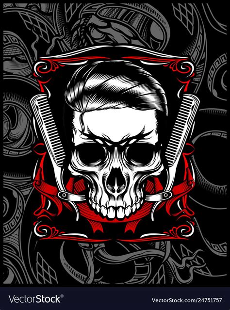 Barber Shop Skull Royalty Free Vector Image VectorStock