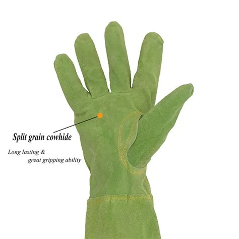 Handlandy Ladies Leather Gardening Gloves Thorn Proof Long Gauntlet