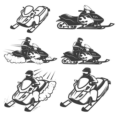 Conjunto De Motos De Nieve Sobre Fondo Blanco Elementos Para Logotipo