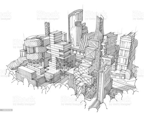 Hand Drawn Black And White Architecture Stock Illustration Download