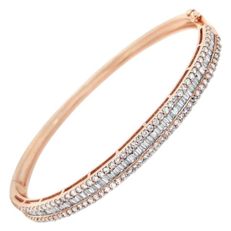 18ct Rose Gold Diamond Hinged Bangle For Sale At 1stdibs