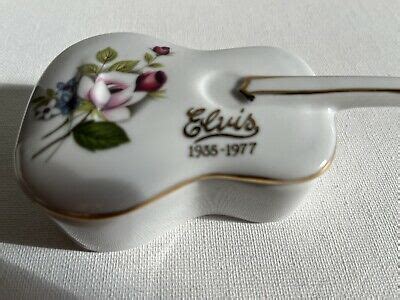 Vintage Elvis Presley Guitar Souvenir Porcelain Trinket Box Rose Gold ...