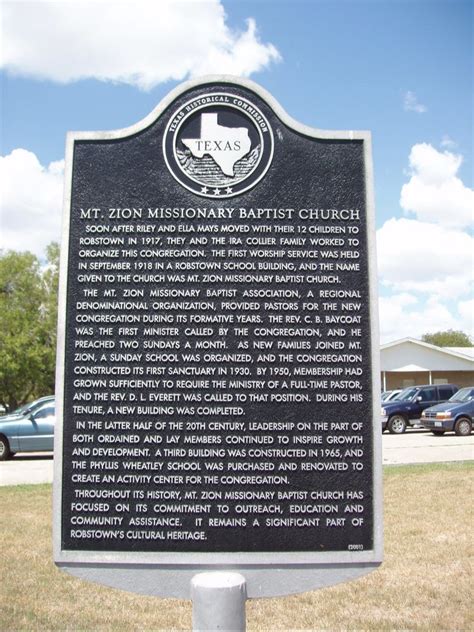 Mt Zion Missionary Baptist Church Texas Historical Markers